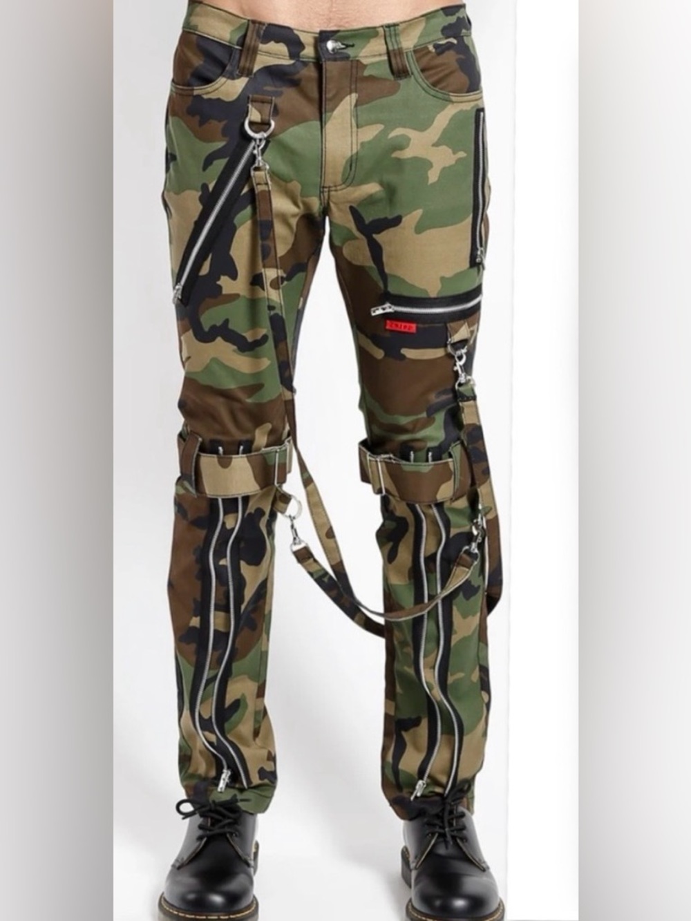 Reelistik NYC Green Camo Cargo Jeans-Army Stretch Zipper Cargo Split Jeans Sz 36